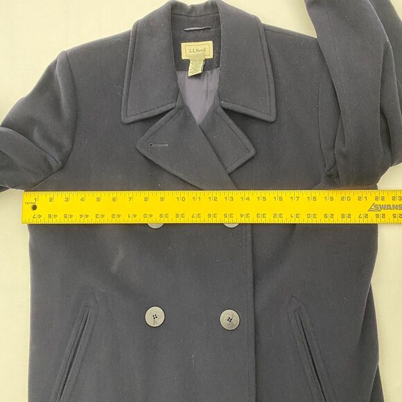 VTG LL Bean Peacoat Navy Blue Wool Cashmere Blend Nautical Preppy Womens 14 - Picture 11 of 15